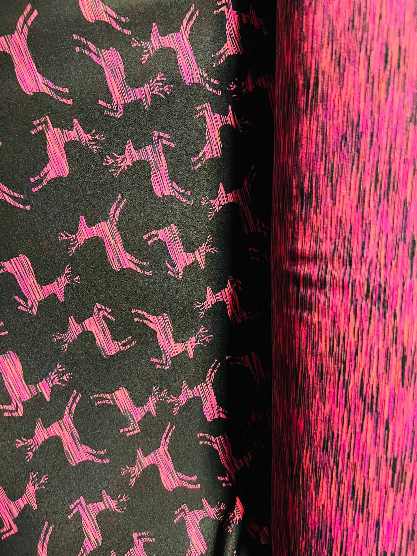 New Deer Hunting design print on great quality of nylon spandex double face 4-way stretch 58/60” Sold by the YD.