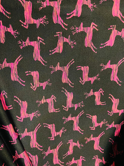 New Deer Hunting design print on great quality of nylon spandex double face 4-way stretch 58/60” Sold by the YD.