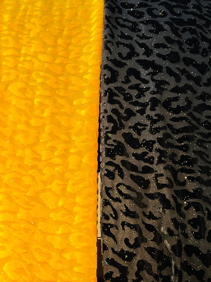 New Exotic Leopard design burnout stretch velvet 4-way stretch 58/60” Sold by the YD. Ships Worldwide from Los Angeles California USA.