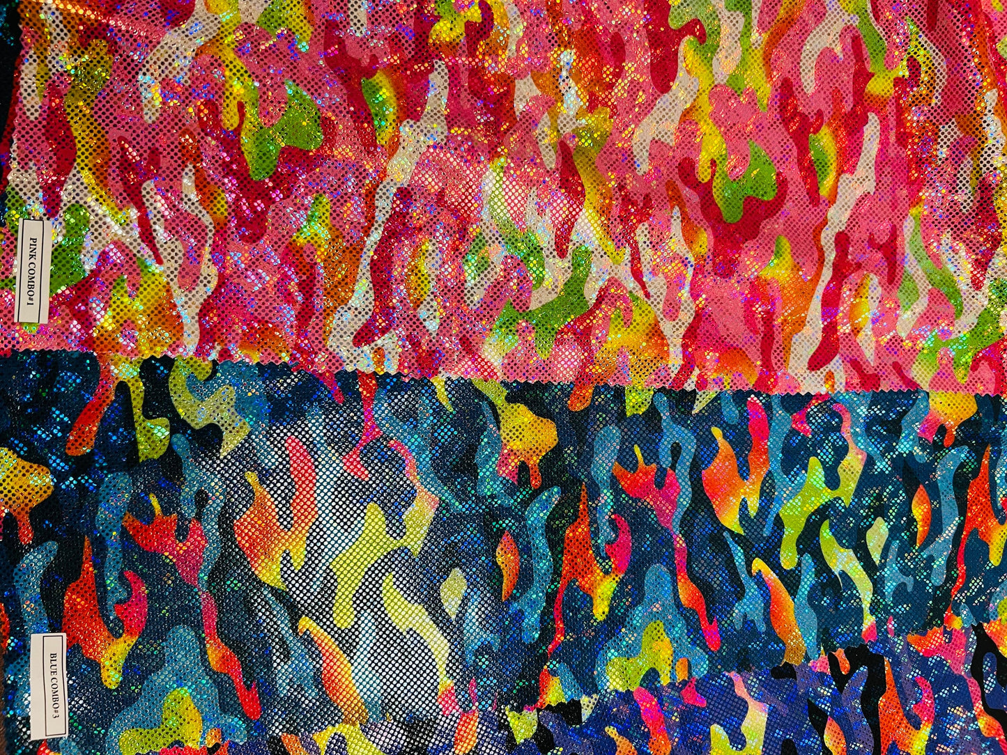 New Hologram Army design digital camouflage metallic hologram Nylon spandex 4-way stretch 58/60” Sold by the YD.