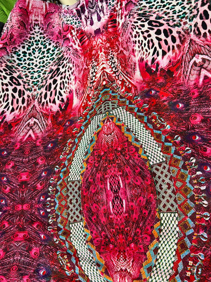 Peacock exotic design print on best quality of power mesh 4-way stretch 58/60” Sold by the YD. Ships Worldwide from Los Ángeles California