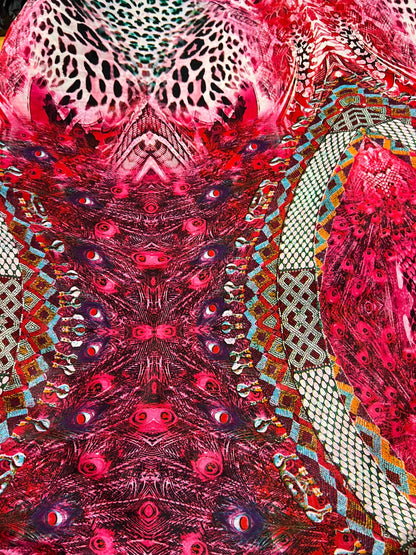Peacock exotic design print on best quality of power mesh 4-way stretch 58/60” Sold by the YD. Ships Worldwide from Los Ángeles California