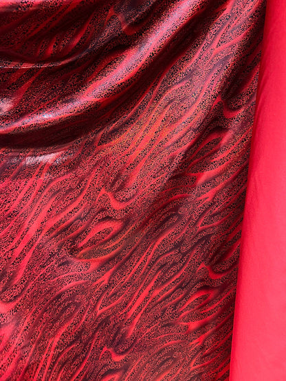 Zebra design exotic abstract hologram foggy foil on best quality of metallic Nylon spandex 4-way stretch 58/60” Sold by the YD.