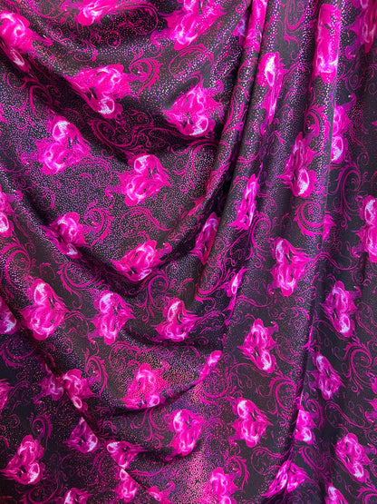 Hearts design print on best quality of nylon spandex with glitter 4-way stretch 58/60” Sold by the YD. Ships worldwide from Los Angeles