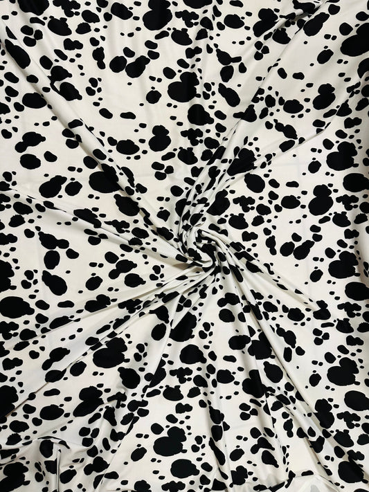 Dalmatian design print on great quality of poly spandex 4-way stretch 58/60” Sold by the YD. Ships Worldwide from Los Angeles California.