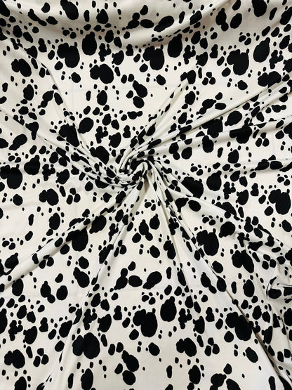 Dalmatian design print on great quality of poly spandex 4-way stretch 58/60” Sold by the YD. Ships Worldwide from Los Angeles California.