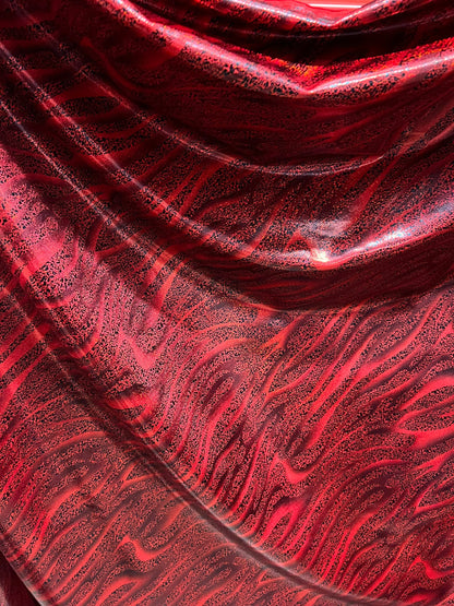 Zebra design exotic abstract hologram foggy foil on best quality of metallic Nylon spandex 4-way stretch 58/60” Sold by the YD.