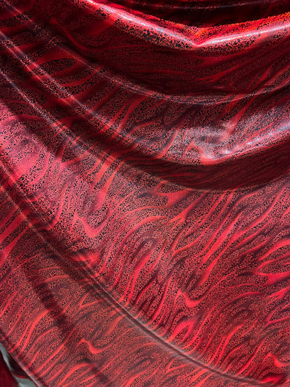 Zebra design exotic abstract hologram foggy foil on best quality of metallic Nylon spandex 4-way stretch 58/60” Sold by the YD.