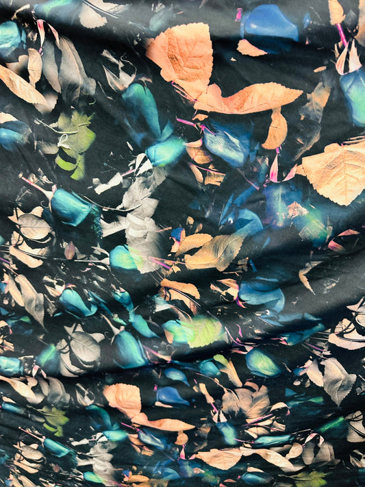 New Leaves design multicolor print on great quality of nylon spandex 4-way stretch 58/60” Sold by the YD. Ships worldwide from L.A CA