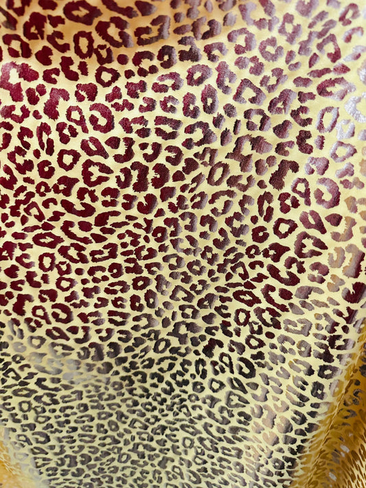 New Lovely Leopard design Yellow/gold metallic nylon spandex 4-way stretch 58/60” Sold by the YD. Ships worldwide from Los Angeles Californi