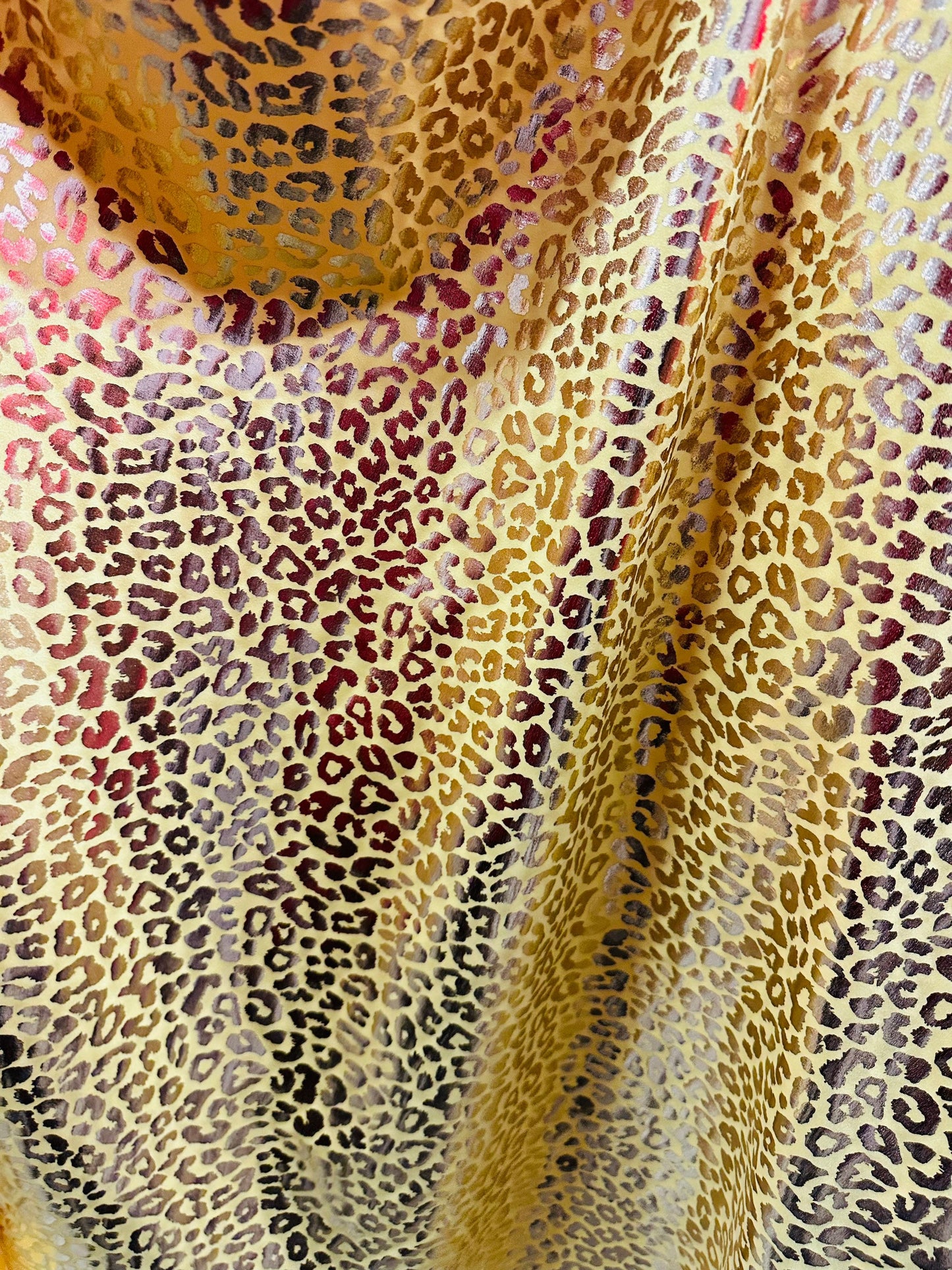 New Lovely Leopard design Yellow/gold metallic nylon spandex 4-way stretch 58/60” Sold by the YD. Ships worldwide from Los Angeles Californi