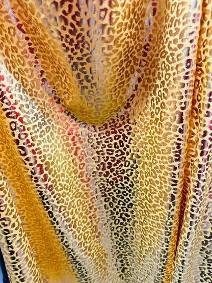 New Lovely Leopard design Yellow/gold metallic nylon spandex 4-way stretch 58/60” Sold by the YD. Ships worldwide from Los Angeles Californi