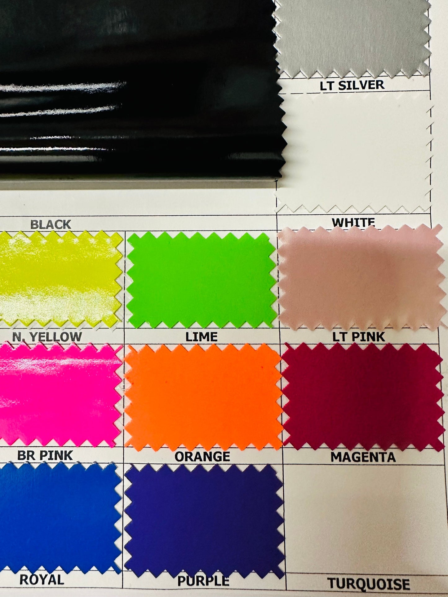 Super shiny stretch vinyl luxury quality nylon spandex 4-way stretch 58/60” Sold by the YD. Ships worldwide from Los Angeles California USA