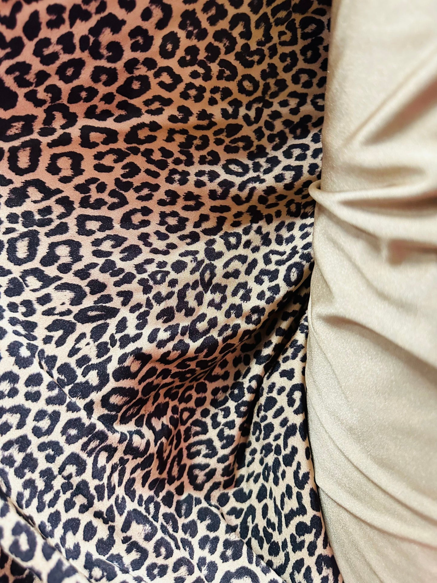 New Exotic Leopard design Nude/Black print nylon spandex 4-way stretch 58/60” Sold by the YD. Ships worldwide from L.A CA