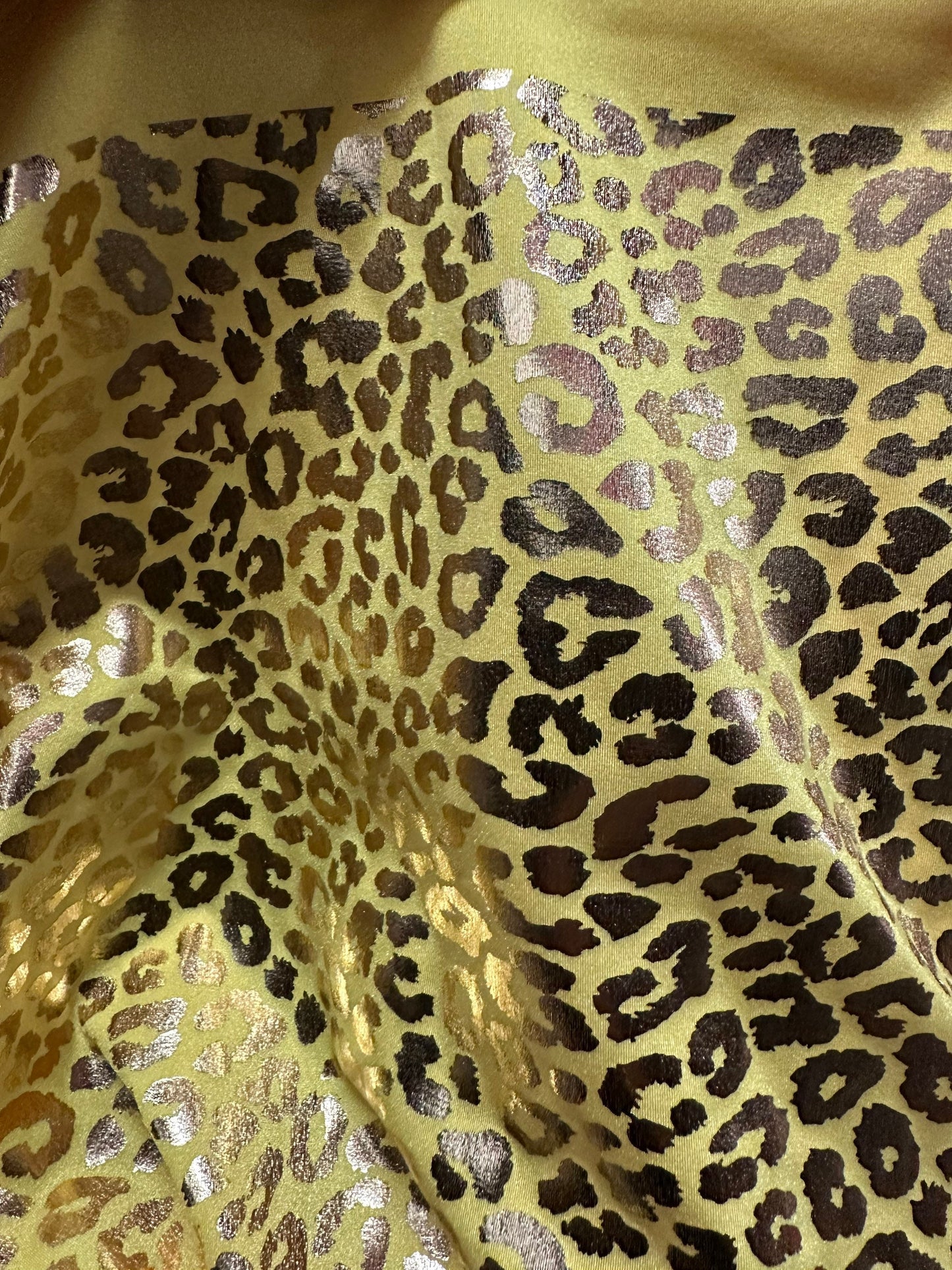 New Lovely Leopard design Yellow/gold metallic nylon spandex 4-way stretch 58/60” Sold by the YD. Ships worldwide from Los Angeles Californi