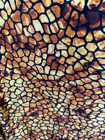 New Luxury burnout Giraffe design blend silk with polyester 4-way stretch 58/60” Sold by the YD. Ships worldwide from Los Angeles California