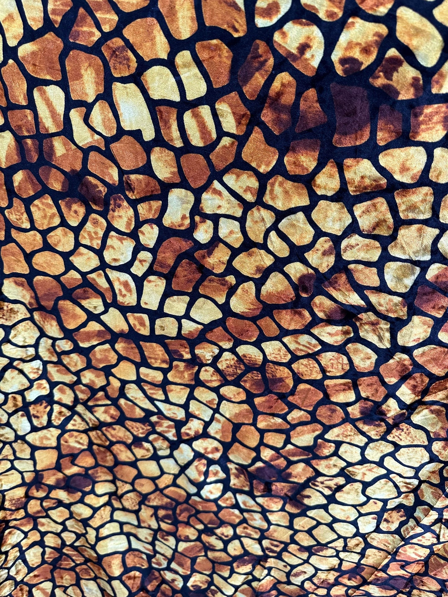 New Luxury burnout Giraffe design blend silk with polyester 4-way stretch 58/60” Sold by the YD. Ships worldwide from Los Angeles California