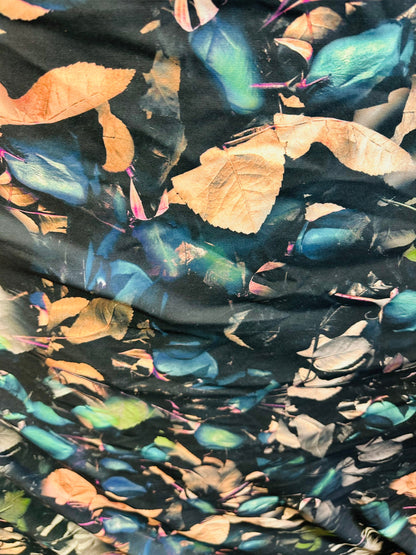 New Leaves design multicolor print on great quality of nylon spandex 4-way stretch 58/60” Sold by the YD. Ships worldwide from L.A CA