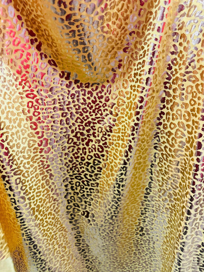 New Lovely Leopard design Yellow/gold metallic nylon spandex 4-way stretch 58/60” Sold by the YD. Ships worldwide from Los Angeles Californi