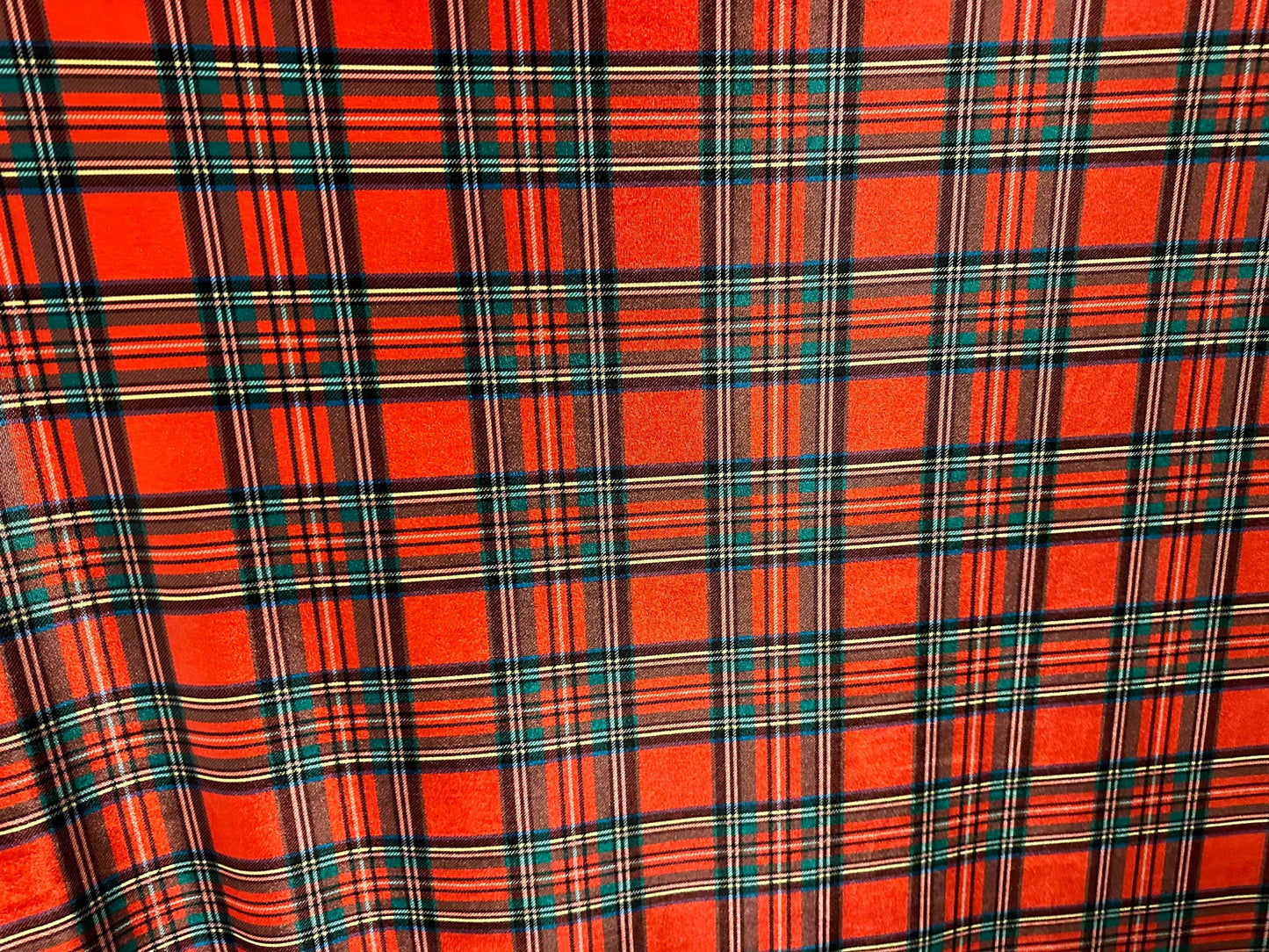 Christmas plaid design print on great quality of stretch velvet 4-way stretch 58/60” Sold by the YD. Ships worldwide from L.A CA