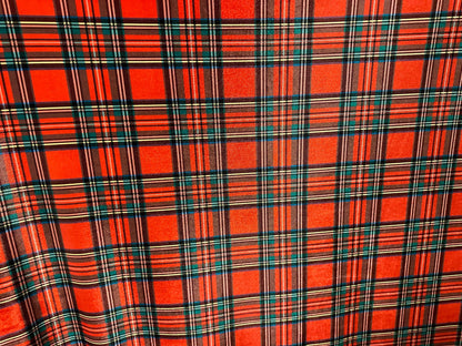 Christmas plaid design print on great quality of stretch velvet 4-way stretch 58/60” Sold by the YD. Ships worldwide from L.A CA