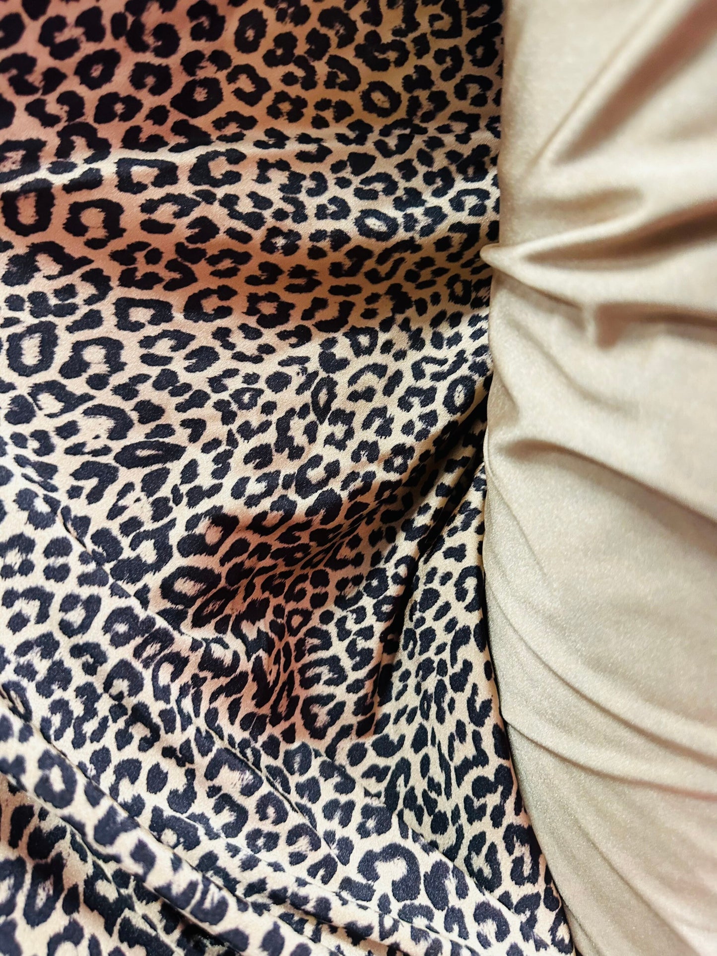 New Exotic Leopard design Nude/Black print nylon spandex 4-way stretch 58/60” Sold by the YD. Ships worldwide from L.A CA