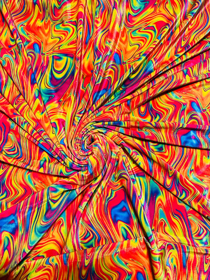 New Lava abstract design Multicolor print on great quality of stretch velvet 4-way stretch 58/60” Sold by the YD. Ships worldwide from L.A