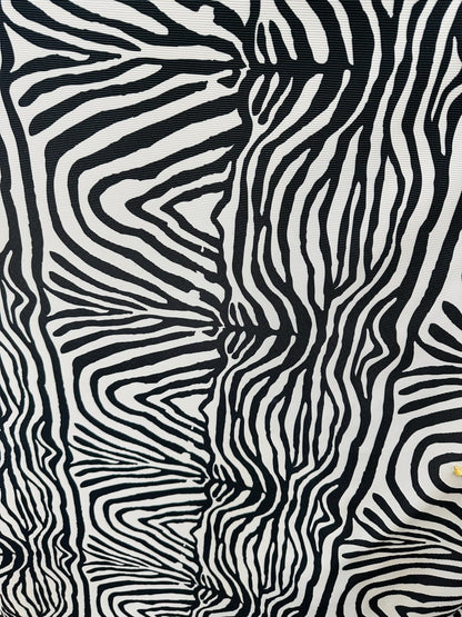 New Exotic zebra design print on great quality of ribbed nylon spandex 4-way stretch 58/60” Sold by the YD. Ships worldwide from L.A CA