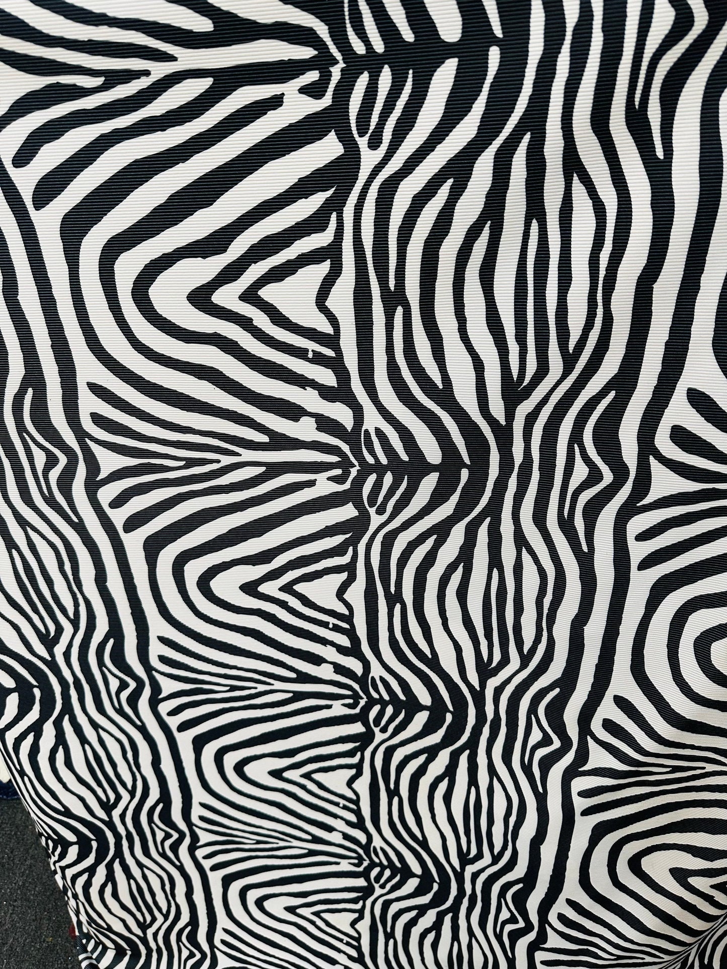 New Exotic zebra design print on great quality of ribbed nylon spandex 4-way stretch 58/60” Sold by the YD. Ships worldwide from L.A CA