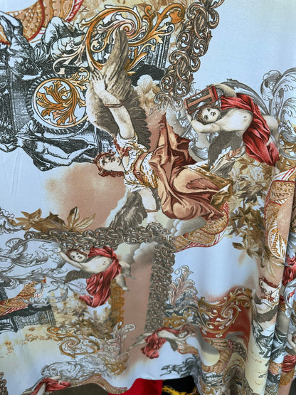 New celestial angels design print on poly spandex 4-way stretch 58/60” Sold by the YD. Ships worldwide from Los Angeles California USA