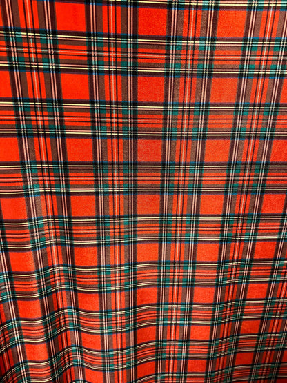 Christmas plaid design print on great quality of stretch velvet 4-way stretch 58/60” Sold by the YD. Ships worldwide from L.A CA