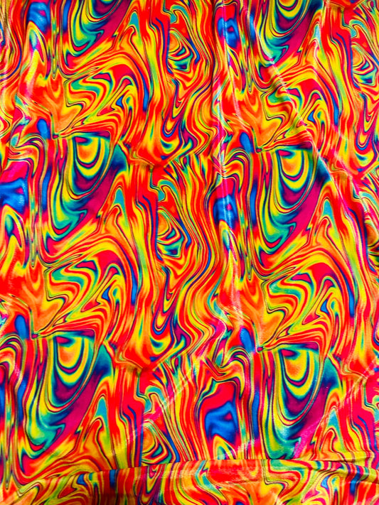 New Lava abstract design Multicolor print on great quality of stretch velvet 4-way stretch 58/60” Sold by the YD. Ships worldwide from L.A