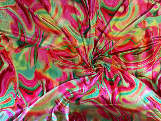 New Lava Abstract design print on great quality of stretch velvet 4-way stretch 58/60” Sold by the YD. Ships worldwide from Los Angeles CA