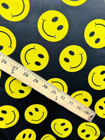 Happy Face Emoji design print on best quality of nylon spandex 4-way stretch 58/60” Sold by the YD. Ships worldwide from L.A