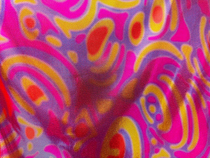 New abstract design metallic poly spandex 2-way stretch 58/60” Sold by the YD. Ships worldwide from Los Angeles California USA