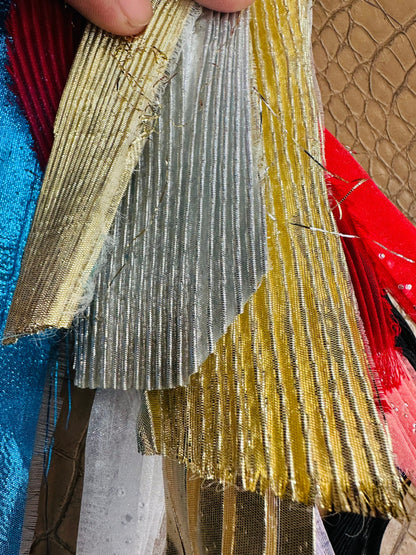 Luxury Acordeón metallic pleated super shiny fabric 45” Sold by the YD. Ships worldwide from Los Angeles California USA