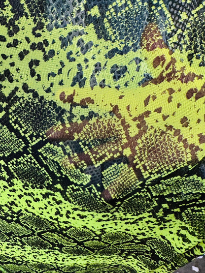Exotic Boa snake design print on great quality of power mesh 4-way stretch 58/60” Sold by the YD. Ships worldwide from L.A
