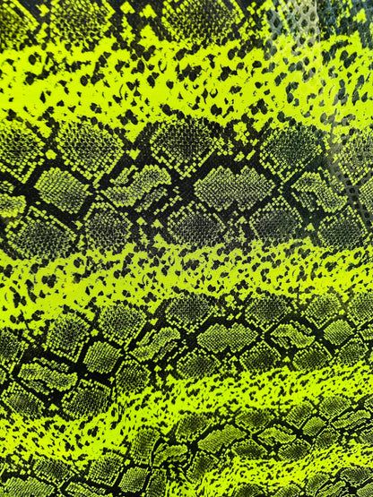 Exotic Boa snake design print on great quality of power mesh 4-way stretch 58/60” Sold by the YD. Ships worldwide from L.A