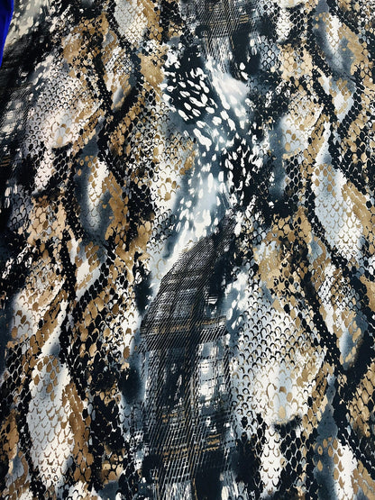 New Exotic Snake design print on great quality of poly spandex 4-way stretch 58/60” Sold by the YD. Ships worldwide from L.A