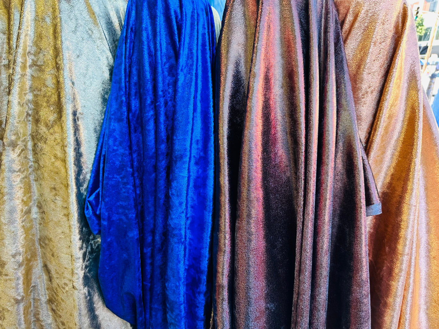 Luxury shimmer stretch velvet high quality 4-way stretch 58/60” Sold by the YD. Ships worldwide from Los Angeles California USA