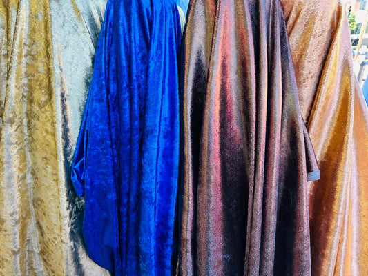 Luxury shimmer stretch velvet high quality 4-way stretch 58/60” Sold by the YD. Ships worldwide from Los Angeles California USA