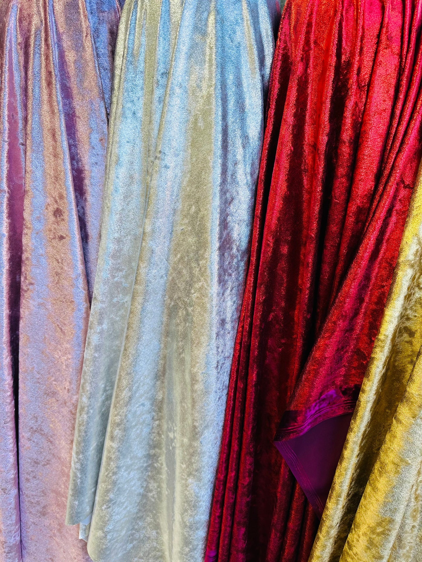 Luxury shimmer stretch velvet high quality 4-way stretch 58/60” Sold by the YD. Ships worldwide from Los Angeles California USA