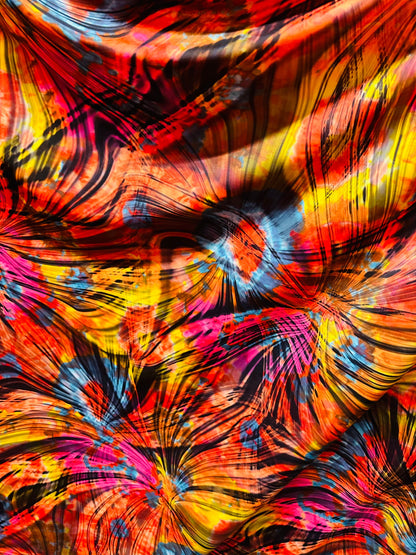 Tie dye 3D Abstract Design print on great quality of nylon spandex 4-way stretch 58/60” Sold by the YD. Ships worldwide from L.A