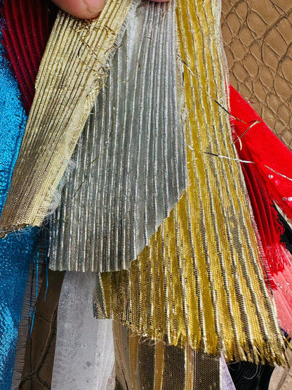 Luxury Acordeón metallic pleated super shiny fabric 45” Sold by the YD. Ships worldwide from Los Angeles California USA