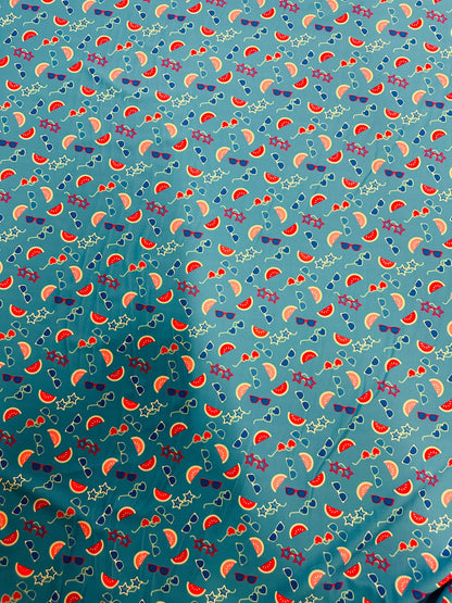 Watermelon design print on great quality of nylon spandex 4-way stretch 58/60” Sold by the YD. Ships worldwide from L.A