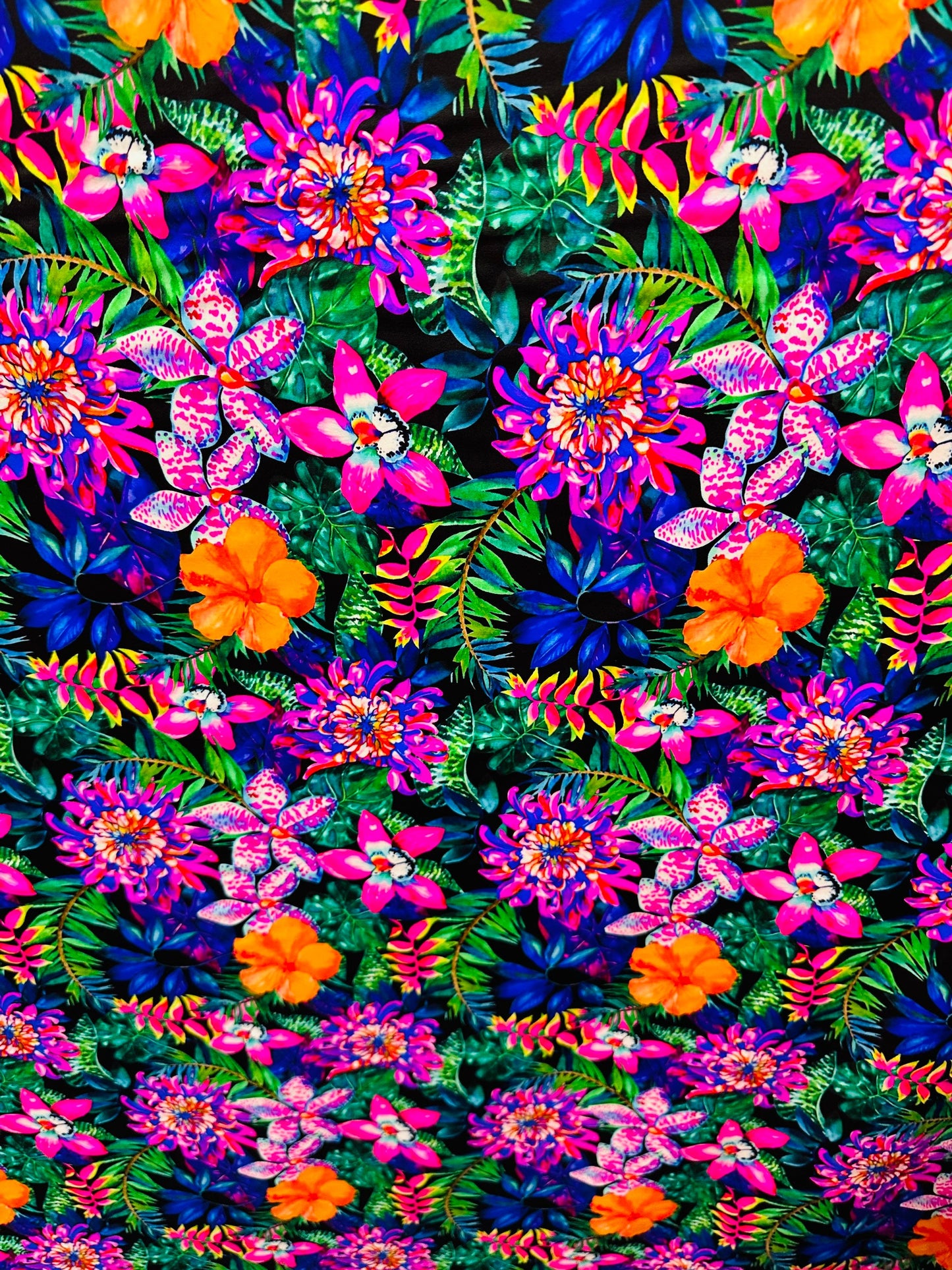 Colorful tropical design print on best quality of nylon spandex 4-way stretch 58/60” Sold by the YD. Ships worldwide from L.A