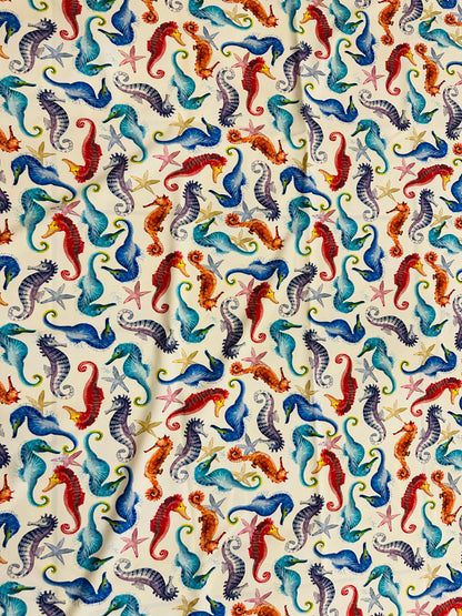 Seahorses colorful design print on best quality of nylon spandex 4-way stretch 58/60”