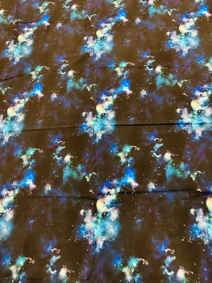 New Galaxy celestial design black & blue print on best quality of nylon spandex 4-way stretch 58/60”