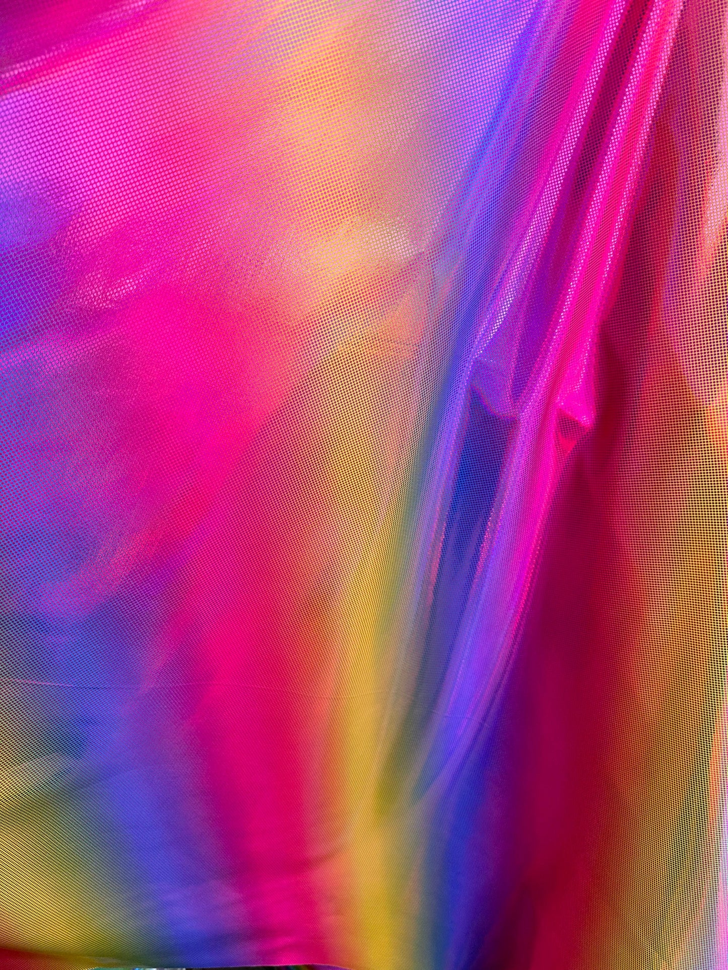 New Rainbow design iridescence metallic nylon spandex 4-way stretch hologram high quality of spandex fabric 58/60”