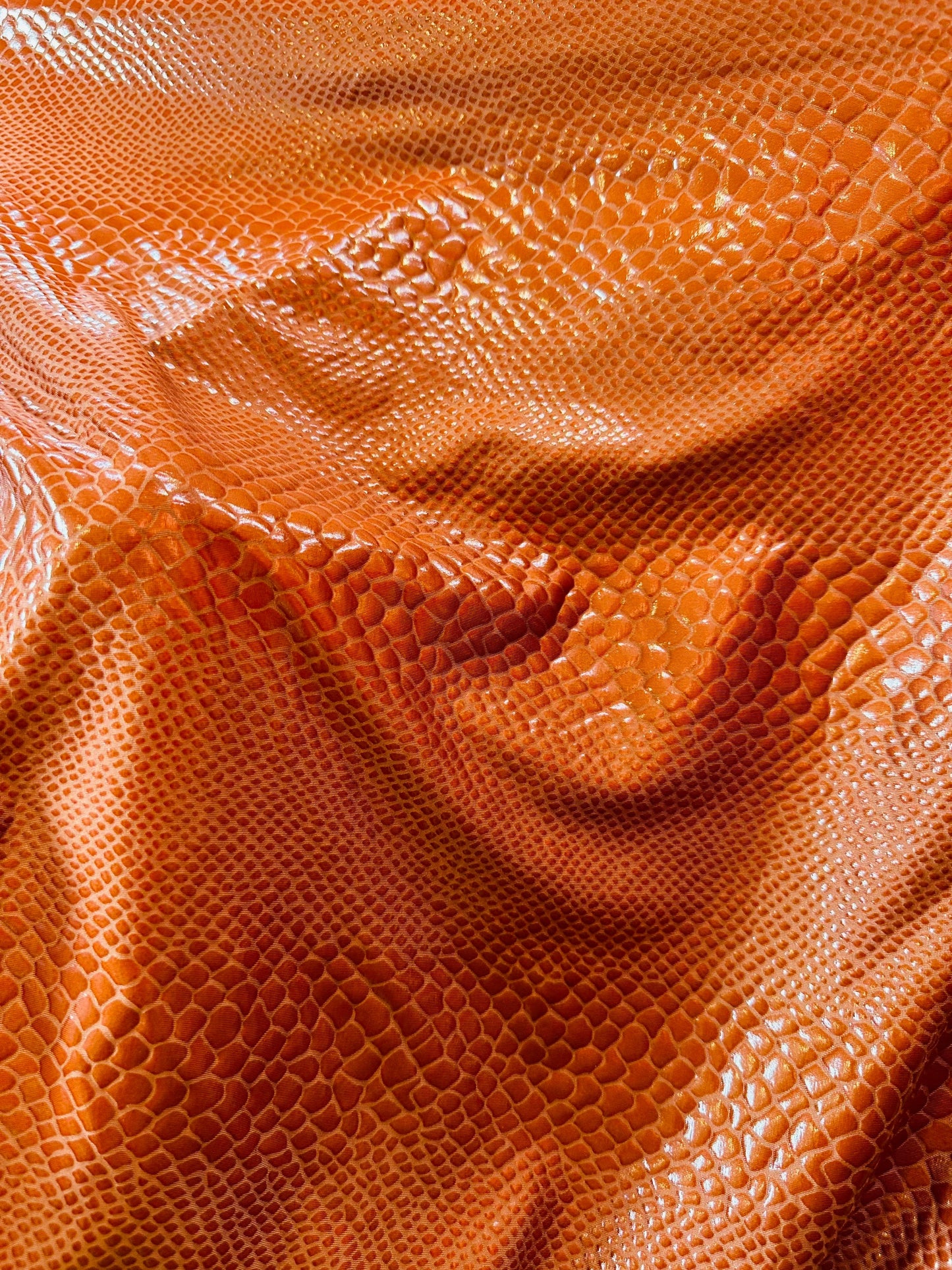 New Anaconda iridescent clear foil on poly spandex 4-way stretch medium weight 58/60” Sold by the YD. Ships Worldwide from Los Angeles cali